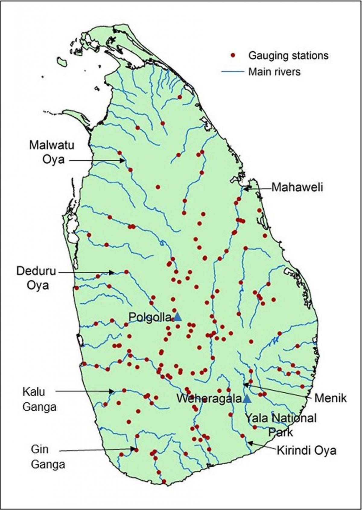 Sri Lanka principalele râuri hartă