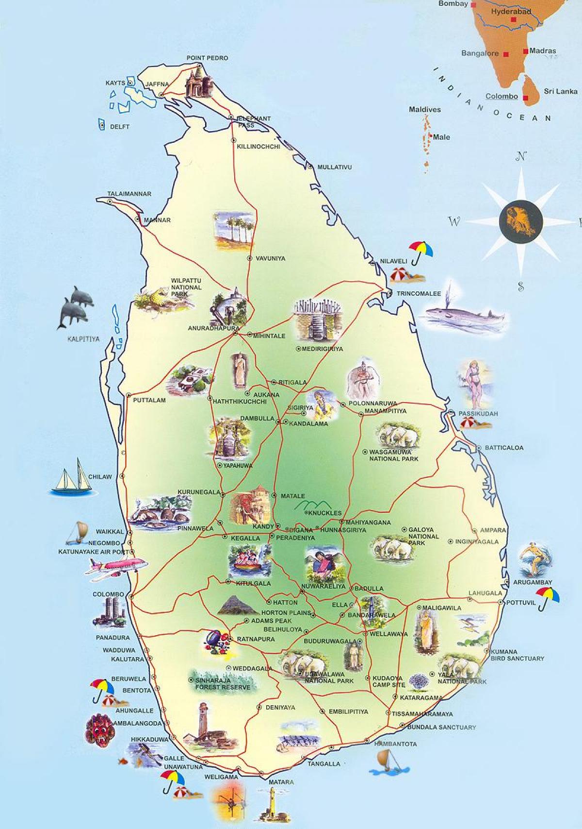 atracții turistice Sri Lanka hartă