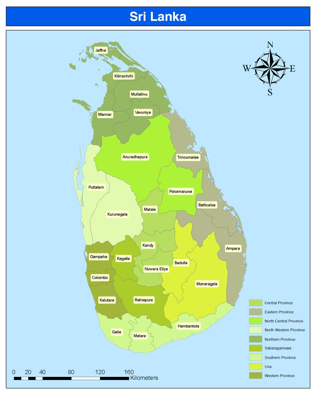 harta Sri Lanka district hartă în tamil