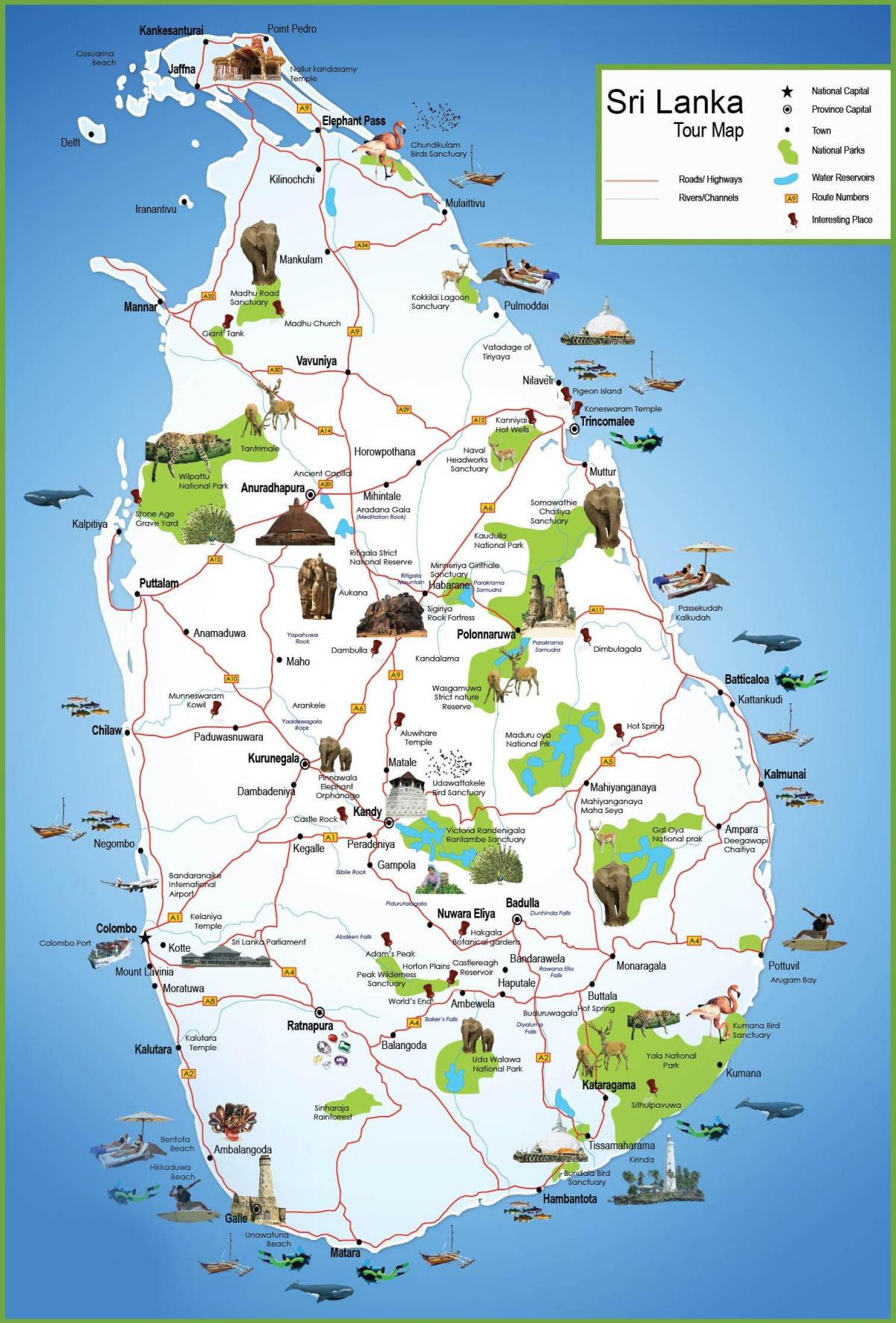 locuri turistice din Sri Lanka hartă