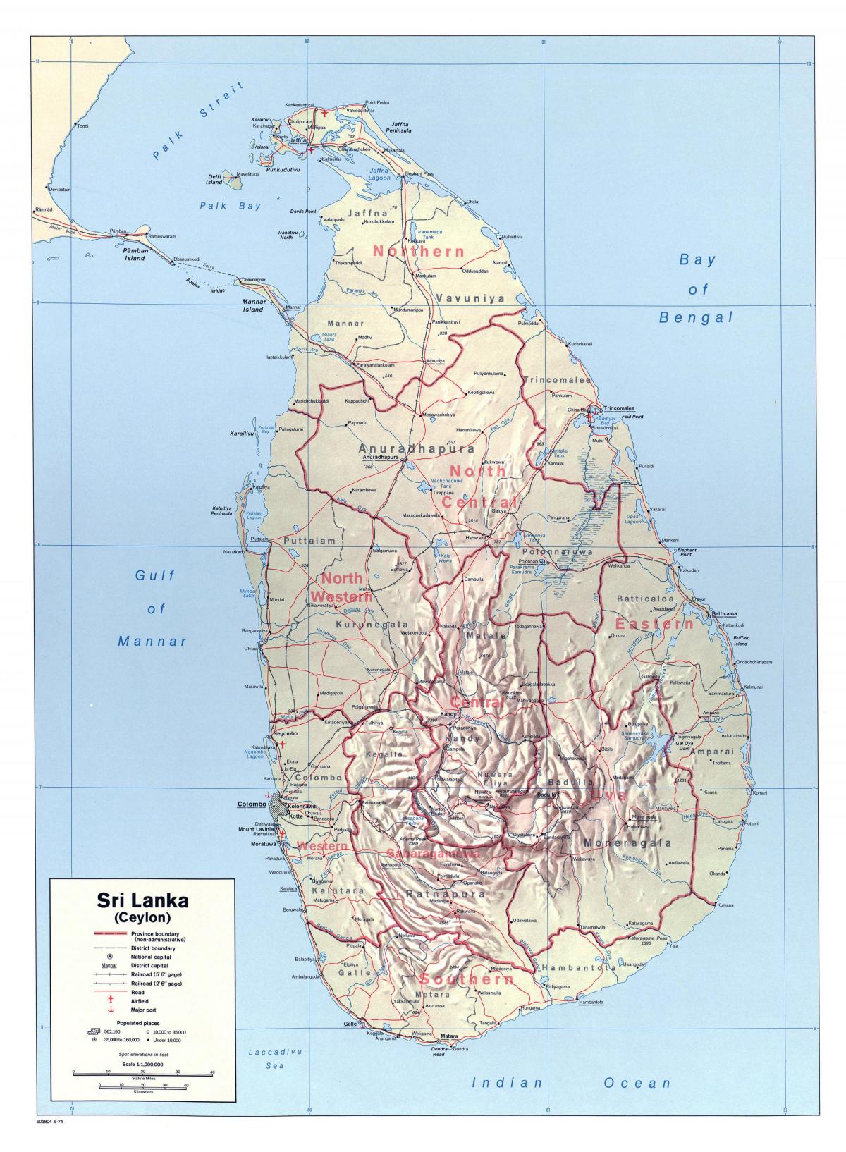 harta de Sri Lanka, cu orașe