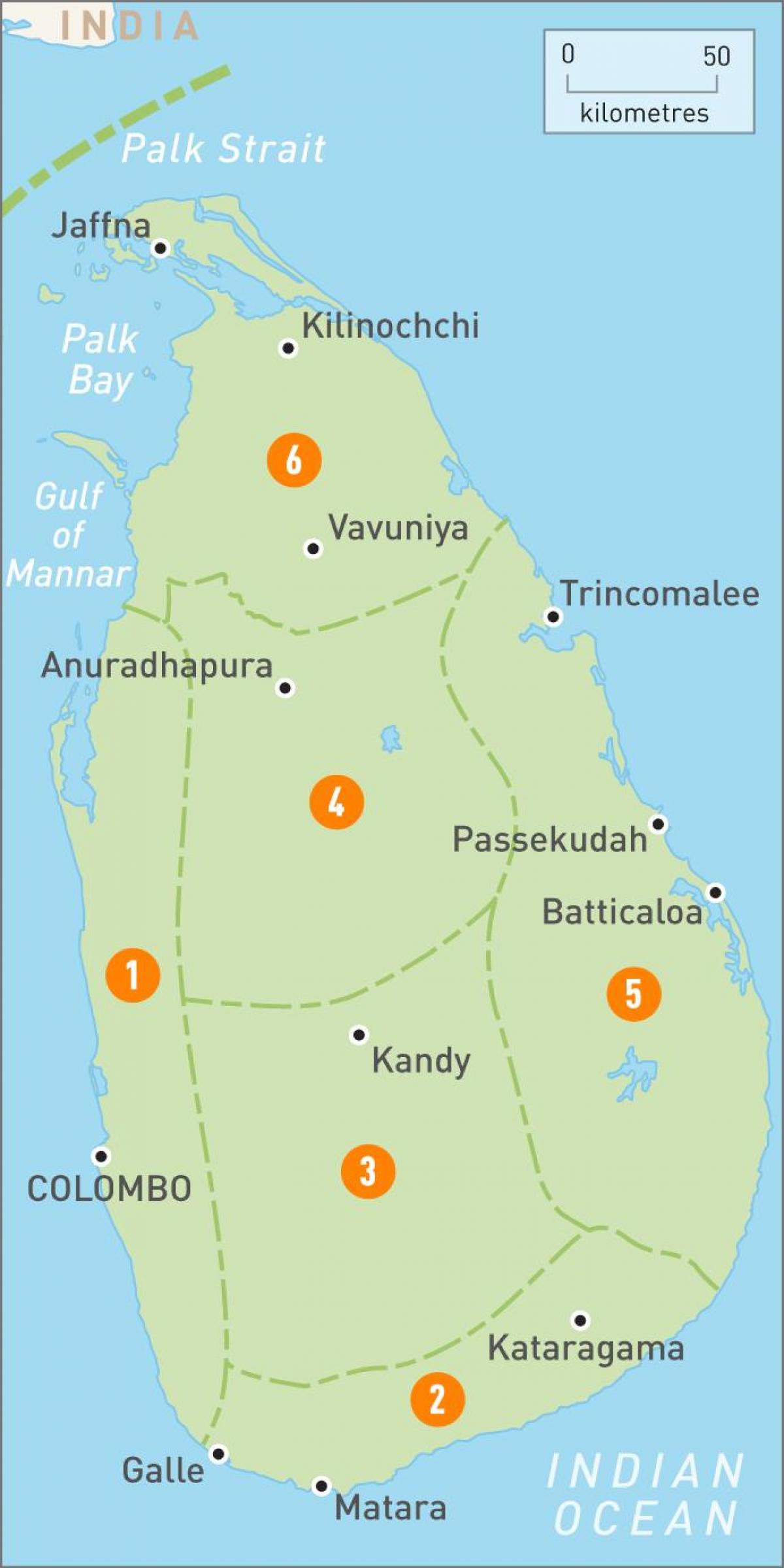 harta Sri Lanka regiuni
