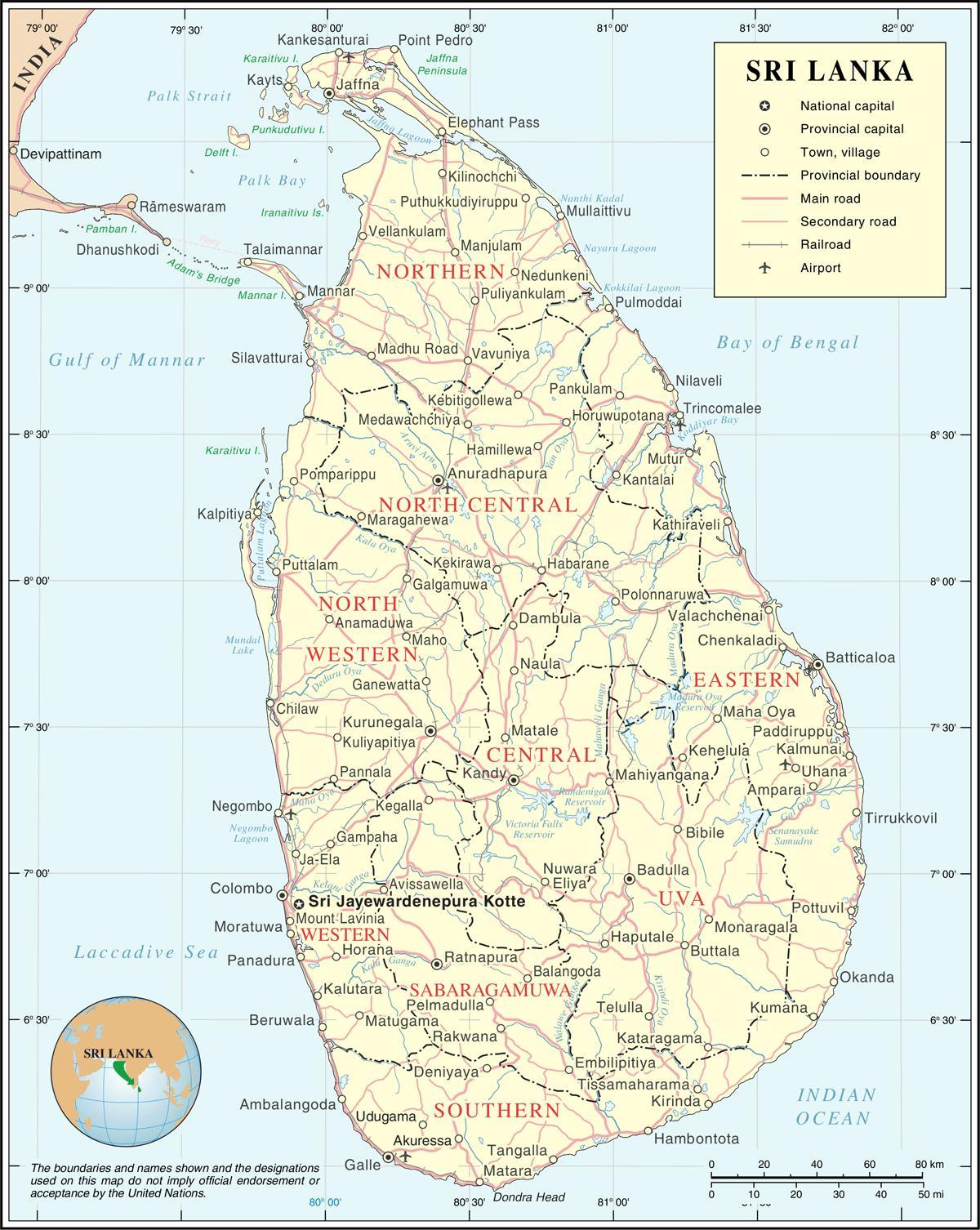 Sri Lanka hărți rutiere calculator distanta