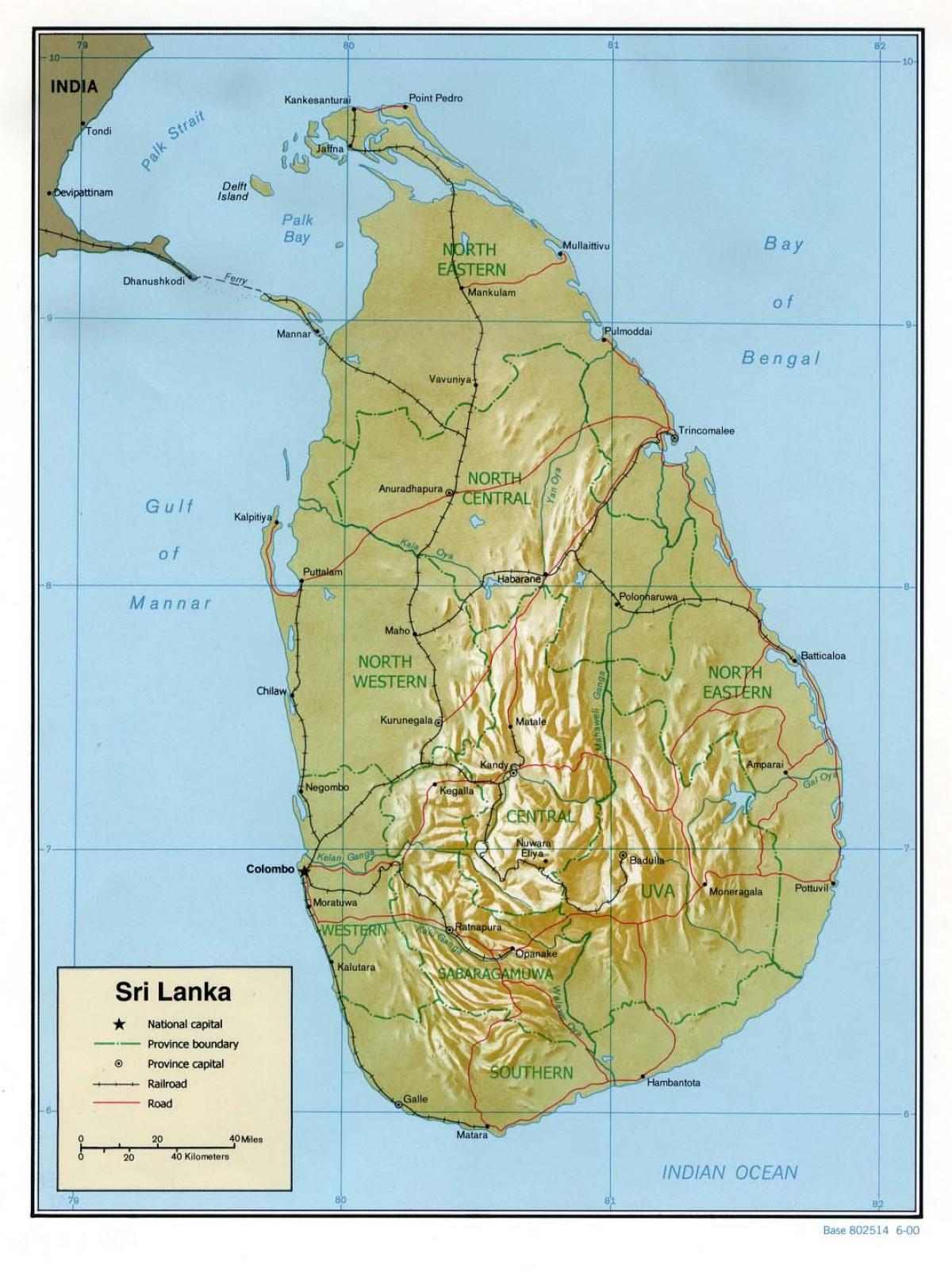 harta Sri Lanka drumuri cu kilometri