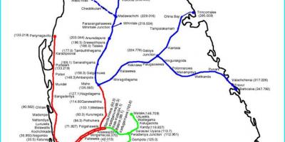 Traseu de cale ferată harta Sri Lanka