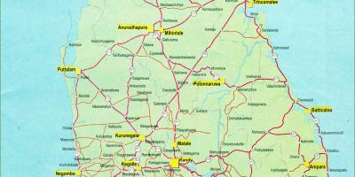 Distanța rutieră harta din Sri Lanka