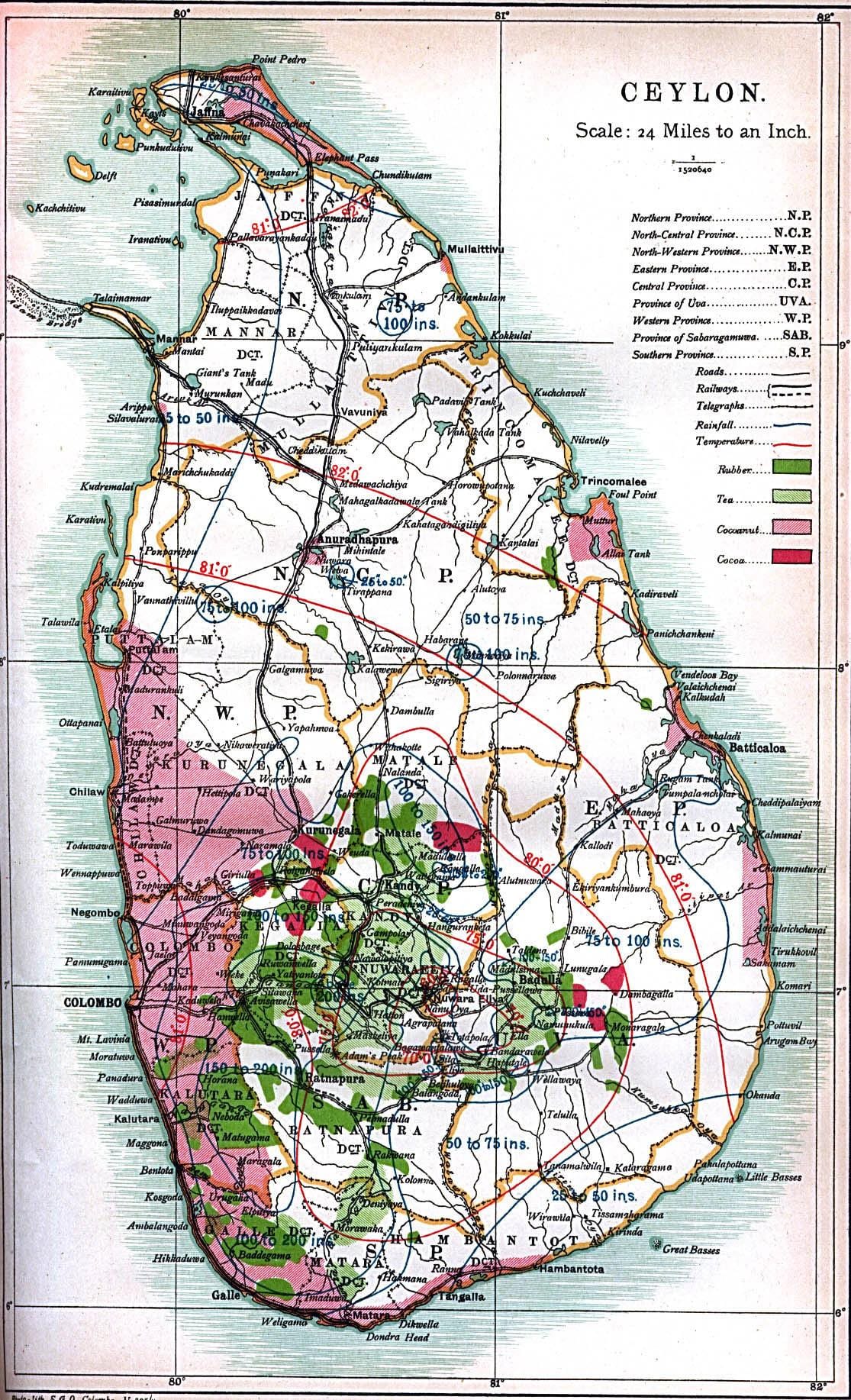 harta de Ceylon Sri Lanka