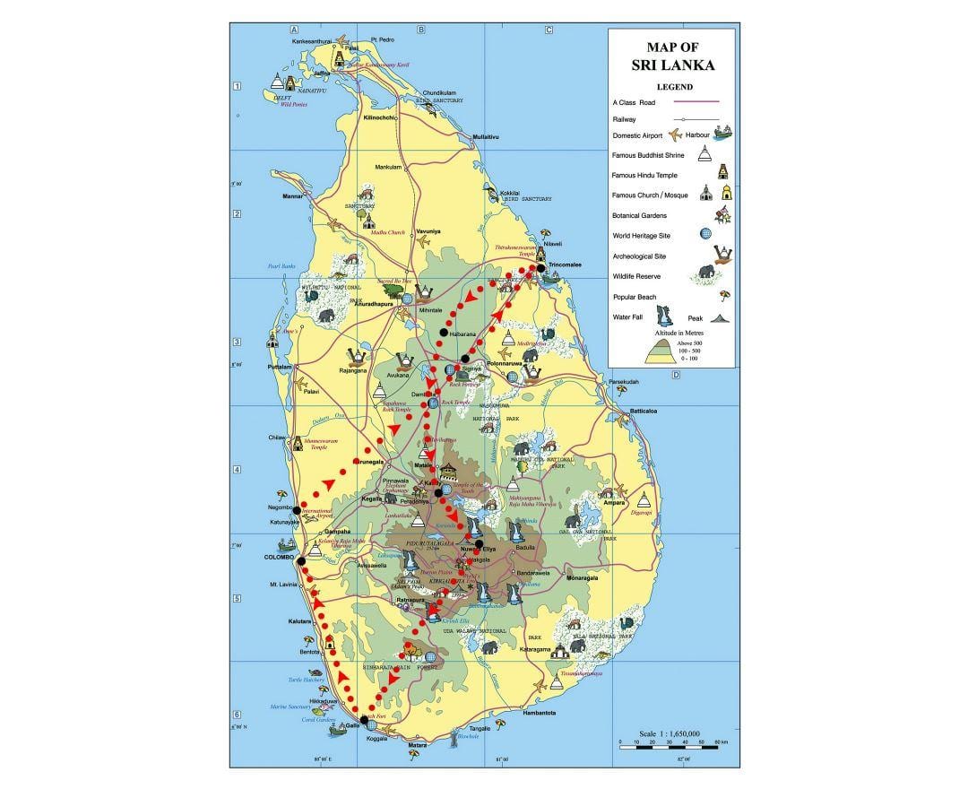 harta de simboluri în Sri Lanka