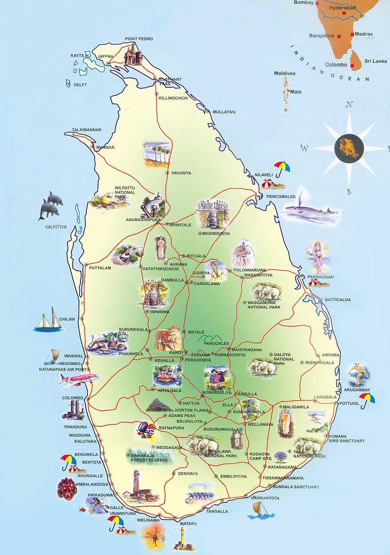 atracții turistice Sri Lanka hartă