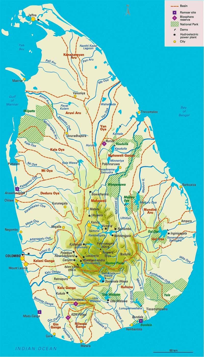 harta Sri Lanka geografie