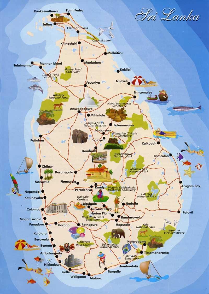 Sri Lanka, insula hartă