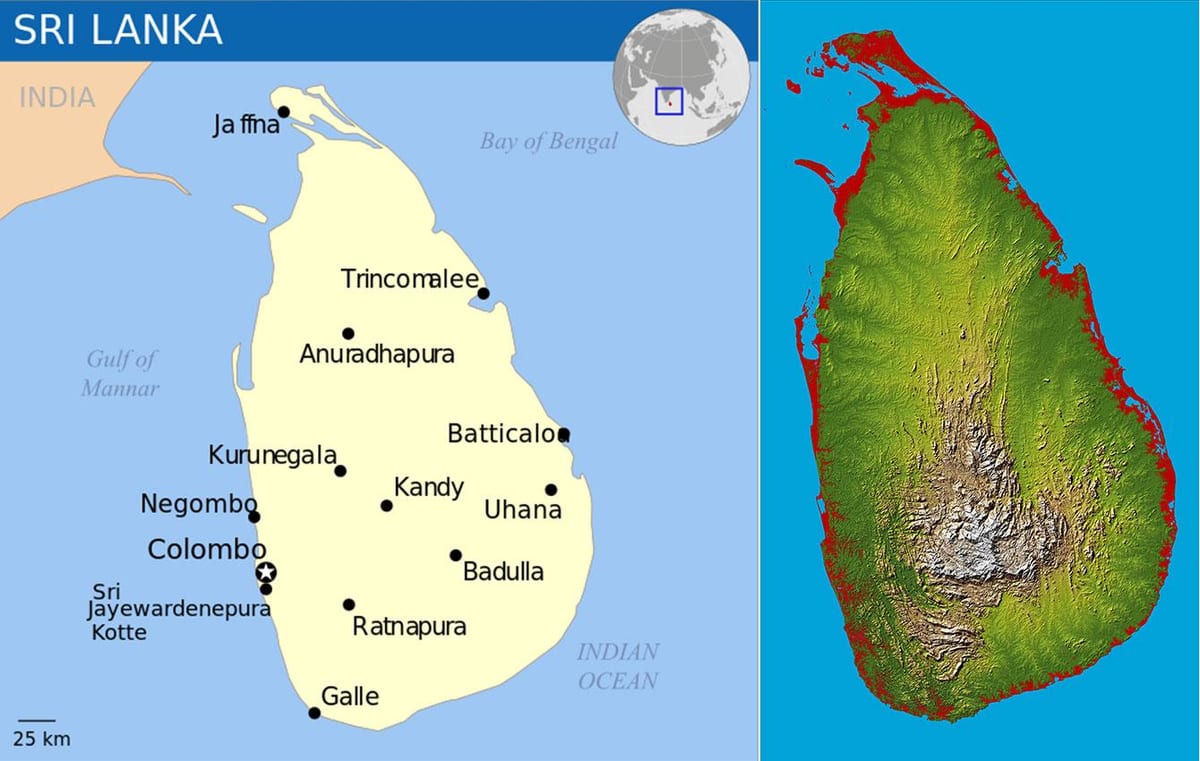harta Sri Lanka topografice