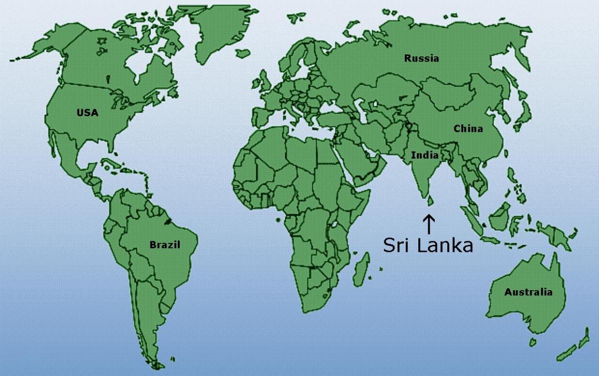 hartă a lumii care arată Sri Lanka