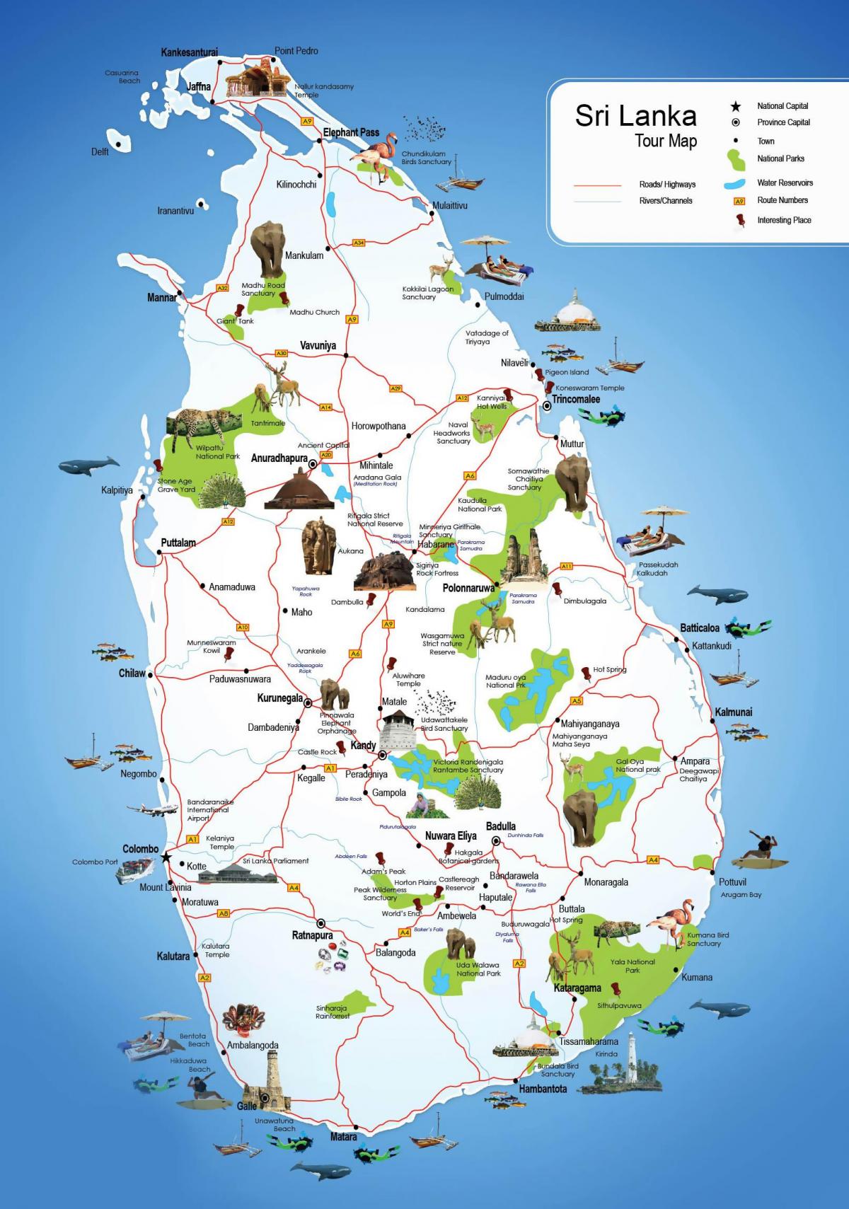 locuri turistice din Sri Lanka hartă