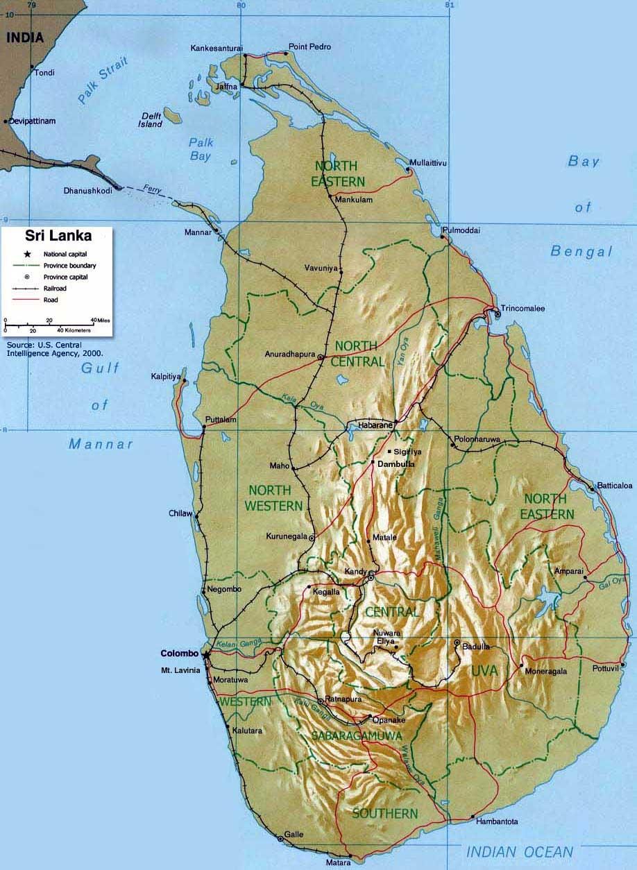 munți în Sri Lanka hartă