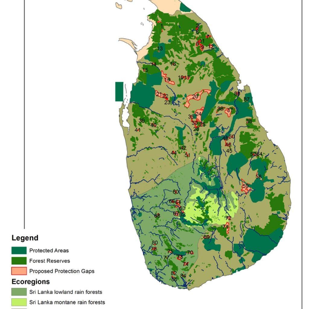 harta Sri Lanka păduri