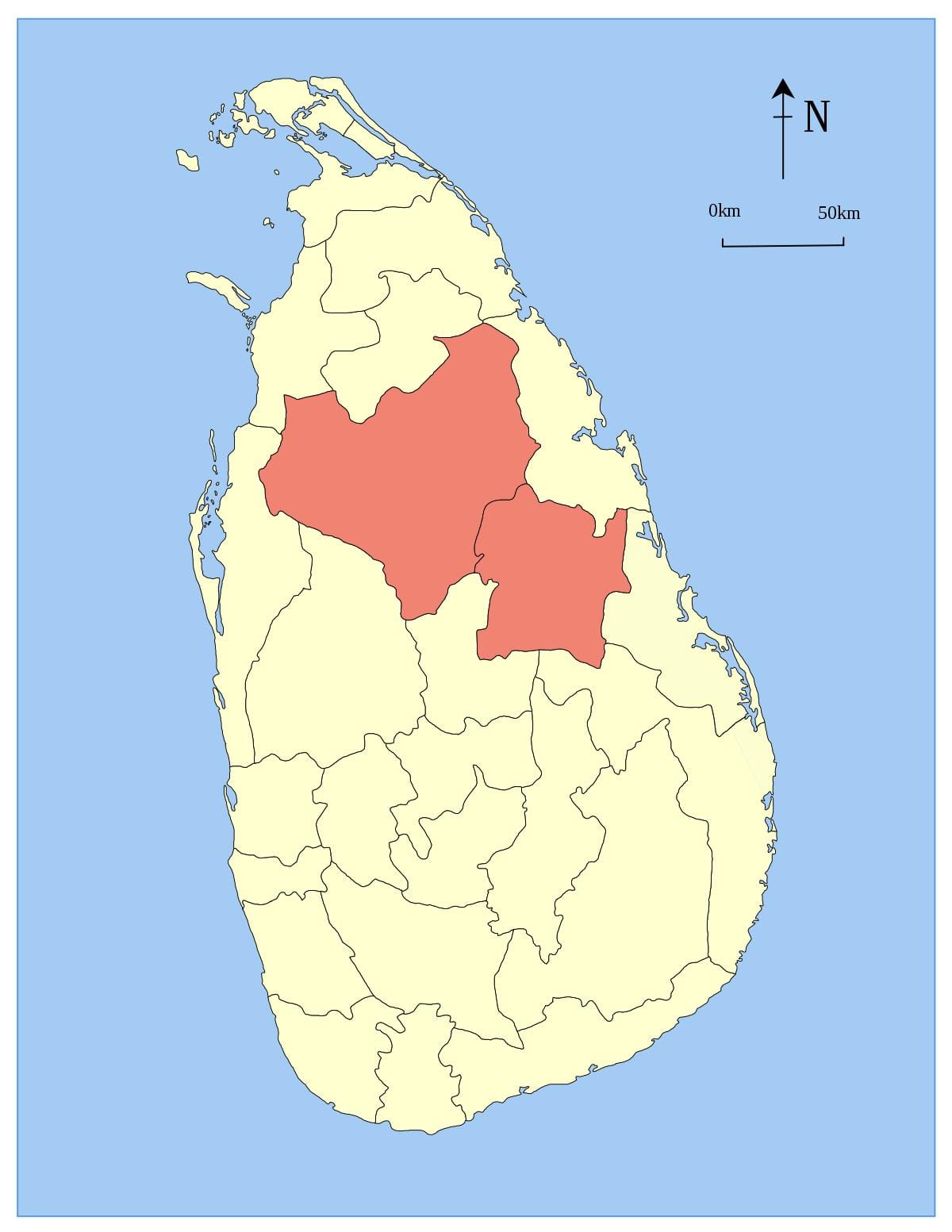 central province, Sri Lanka hartă