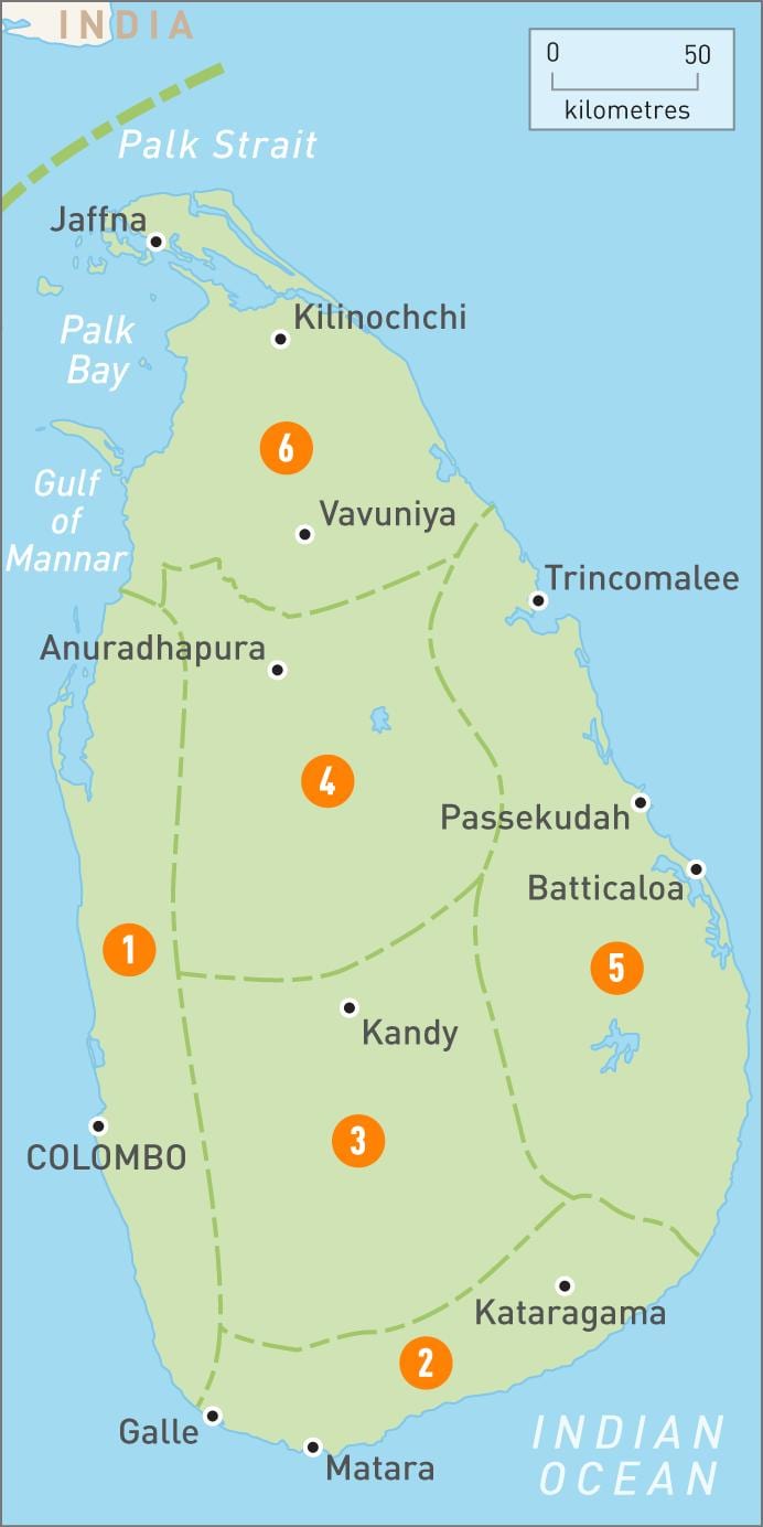 harta Sri Lanka regiuni