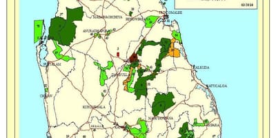 Harta parcurilor naționale în Sri Lanka