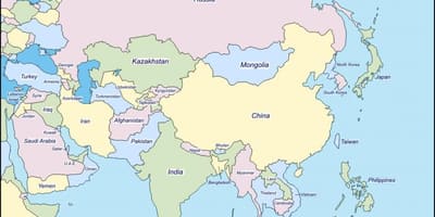 Harta din Sri Lanka și în țările din jur