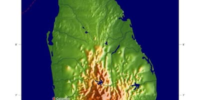 Harta Sri Lanka altitudine