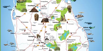 Locuri turistice din Sri Lanka hartă
