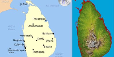Harta Sri Lanka topografice