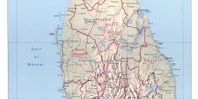 Harta de Sri Lanka, cu orașe